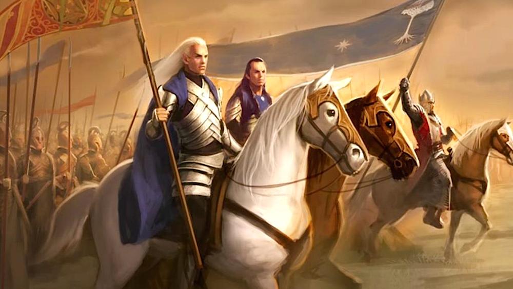 Glorfindel, Elrond and King Earnur unite against the Witch King of Angmar