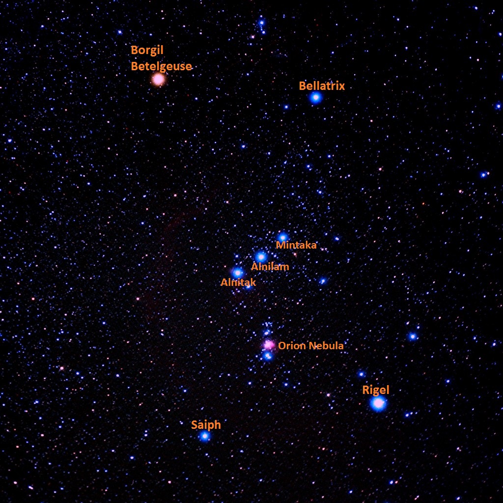 Μενελβάγκορ – Ωρίων, με τα κυριότερα αστέρια
